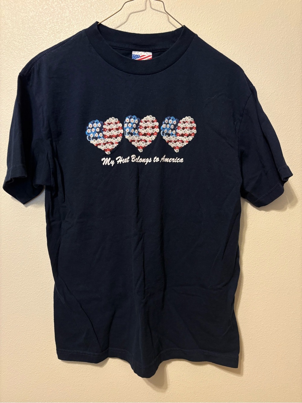 Patriotic Heart Graphic Tee - Navy